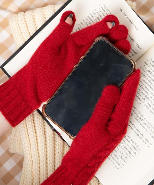 WEGO(ウィゴー)の「WEGO/ケーブル編みグローブ(手袋・レディース・ブラック/ライトピンク/ライトベージュ/レッド/グレー・FREE)」の10枚目の写真