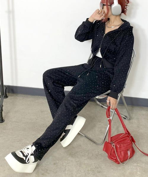 【セール】ストーン付ジップパーカーパンツセット（セットアップ）｜non-hedge（ノンヘッジ）