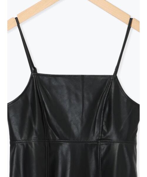 ehka sopo(エヘカソポ)の「エコレザーキャミソールワンピース(ワンピース・レディース・ブラウン/ベージュ系その他/ブラック・F)」の7枚目の写真