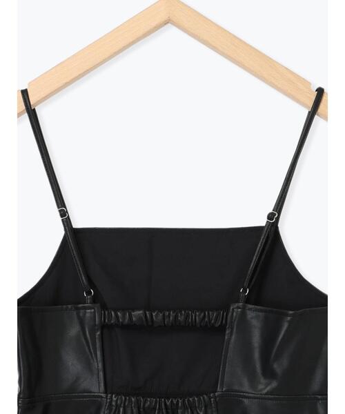 ehka sopo(エヘカソポ)の「エコレザーキャミソールワンピース(ワンピース・レディース・ブラウン/ベージュ系その他/ブラック・F)」の10枚目の写真