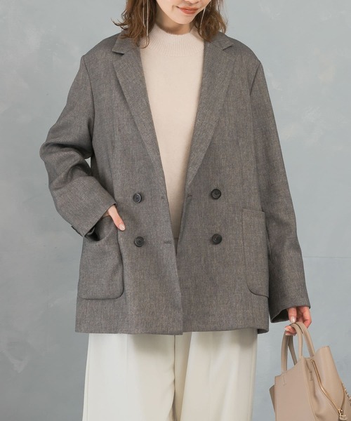 URBAN RESEARCH ROSSO WOMEN(アーバンリサーチ ロッソ)の「ツイードオーバージャケット(その他アウター・レディース・ネイビー/グレー・36/38)」の2枚目の写真