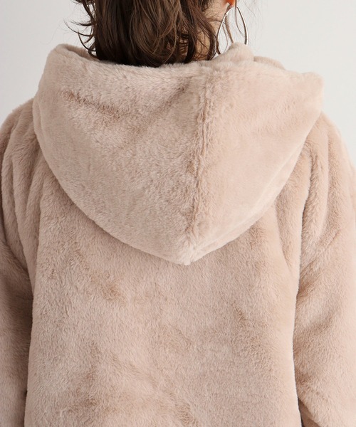 セール】mitis フェイクファー フード付きZIPブルゾン（ムートン