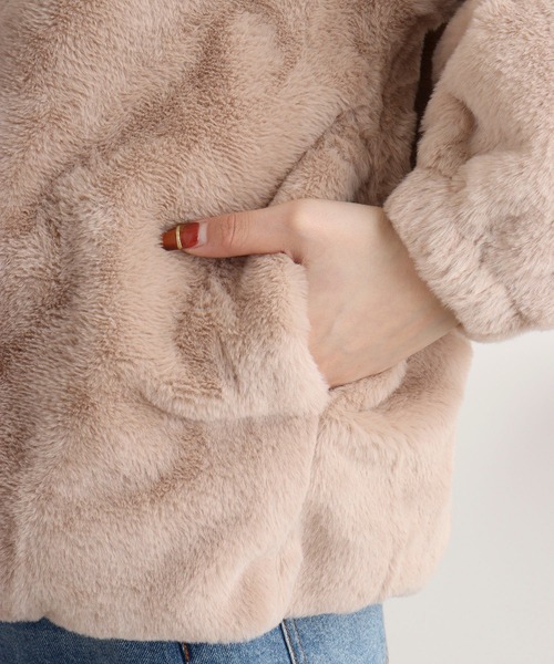 セール】mitis フェイクファー フード付きZIPブルゾン（ムートン