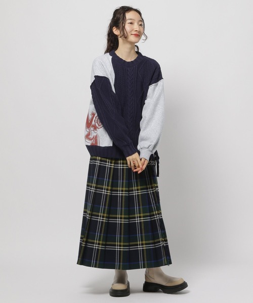 niko and...（ニコアンド）の「リメイク風ドッキングプルオーバー（ニット/セーター・レディース・グレー/チャコール/アイボリー・LARGE/MEDIUM）」の18枚目の写真