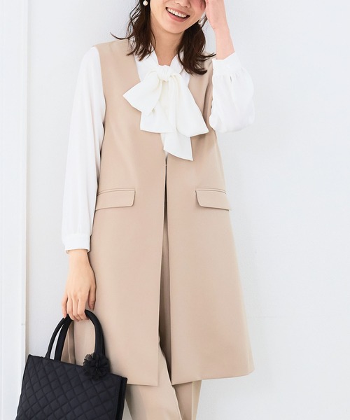 CROSS FUNCTION（クロスファンクション）の「《洗える・ストレッチ・シワになりにくい》正解 ロングジレ【CF/クロスファンクション】（ベスト・レディース・ブラック/ライトグレー/ベージュ/ネイビー・7号/9号/11号/13号/15号）」の3枚目の写真