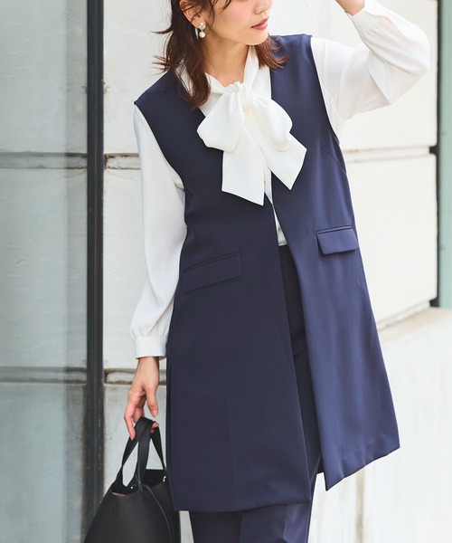 CROSS FUNCTION（クロスファンクション）の「《洗える・ストレッチ・シワになりにくい》正解 ロングジレ【CF/クロスファンクション】（ベスト・レディース・ブラック/ライトグレー/ベージュ/ネイビー・7号/9号/11号/13号/15号）」の4枚目の写真