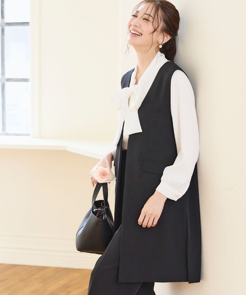 CROSS FUNCTION（クロスファンクション）の「《洗える・ストレッチ・シワになりにくい》正解 ロングジレ【CF/クロスファンクション】（ベスト・レディース・ブラック/ライトグレー/ベージュ/ネイビー・7号/9号/11号/13号/15号）」の7枚目の写真