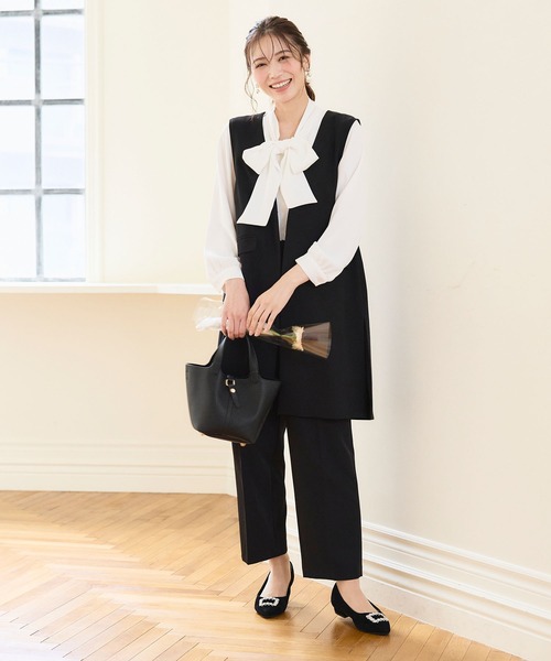 CROSS FUNCTION（クロスファンクション）の「《洗える・ストレッチ・シワになりにくい》正解 ロングジレ【CF/クロスファンクション】（ベスト・レディース・ブラック/ライトグレー/ベージュ/ネイビー・7号/9号/11号/13号/15号）」の9枚目の写真