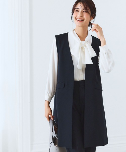 CROSS FUNCTION（クロスファンクション）の「《洗える・ストレッチ・シワになりにくい》正解 ロングジレ【CF/クロスファンクション】（ベスト・レディース・ブラック/ライトグレー/ベージュ/ネイビー・7号/9号/11号/13号/15号）」の13枚目の写真