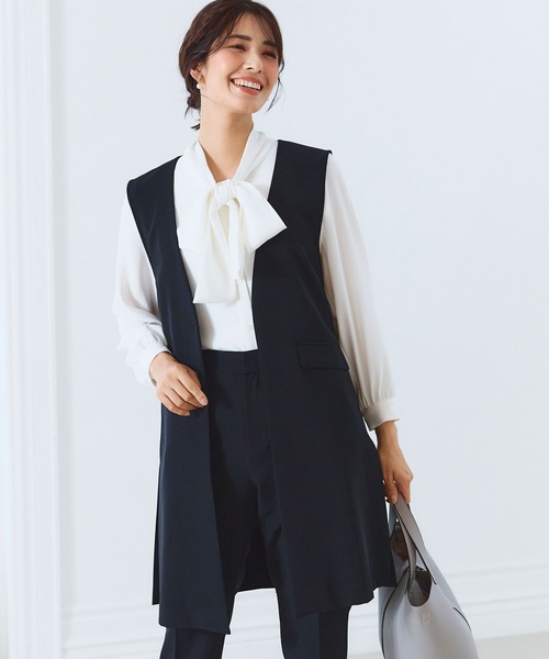 CROSS FUNCTION（クロスファンクション）の「《洗える・ストレッチ・シワになりにくい》正解 ロングジレ【CF/クロスファンクション】（ベスト・レディース・ブラック/ライトグレー/ベージュ/ネイビー・7号/9号/11号/13号/15号）」の14枚目の写真