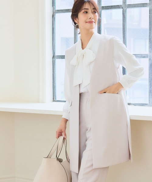 CROSS FUNCTION（クロスファンクション）の「《洗える・ストレッチ・シワになりにくい》正解 ロングジレ【CF/クロスファンクション】（ベスト・レディース・ブラック/ライトグレー/ベージュ/ネイビー・7号/9号/11号/13号/15号）」の21枚目の写真