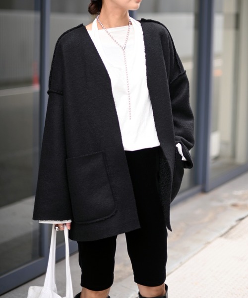 【セール】リバーシブルオーバーCD/コート（ノーカラーコート）｜Marient（マリエント）