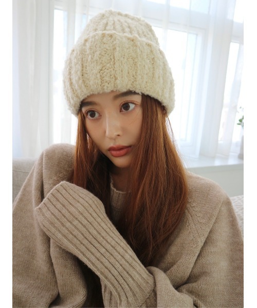 TRUNC(トランクエイティーエイト)の「Soft Knit Beanie(ニットキャップ/ビーニー・レディース・ブラック/ベージュ/グレー・FREE)」の6枚目の写真