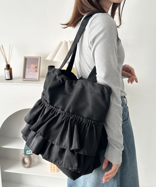 CLEA（クレア）の「【A4サイズ対応】2wayフリルトートバッグ（トートバッグ・レディース・ブラック/アイボリー/レッド/ブルー/ブラック系その他/ワインレッド/ブラウン/その他1/その他2/その他3・FREE）」の21枚目の写真