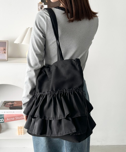 CLEA（クレア）の「【A4サイズ対応】2wayフリルトートバッグ（トートバッグ・レディース・ブラック/アイボリー/レッド/ブルー/ブラック系その他/ワインレッド/ブラウン/その他1/その他2/その他3・FREE）」の22枚目の写真