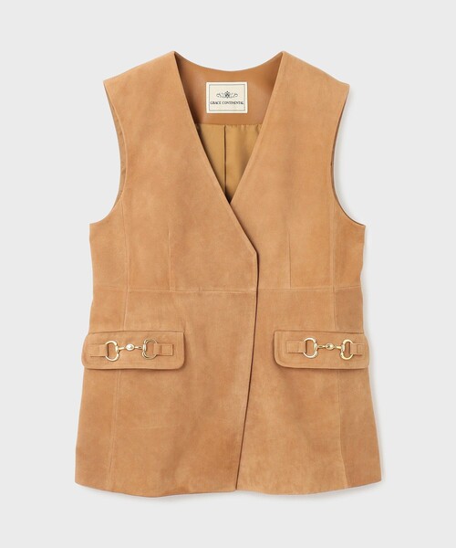 GRACE CONTINENTAL（グレースコンチネンタル）の「ルーズスエードジレジャケット（ノーカラージャケット・レディース・キャメル・36）」の4枚目の写真