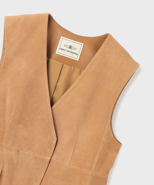 GRACE CONTINENTAL（グレースコンチネンタル）の「ルーズスエードジレジャケット（ノーカラージャケット・レディース・キャメル・36）」の6枚目の写真
