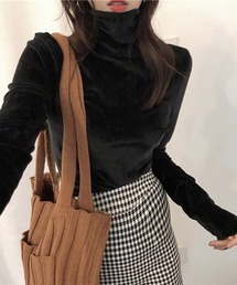 STYLEBLOCK | ベロア調タートルネックトップス(Tシャツ/カットソー)