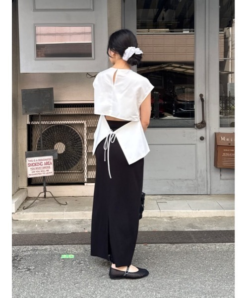 titivate(ティティベイト)の「リネンライクバックリボンフレンチトップス(Tシャツ/カットソー・レディース・サンドベージュ/ホワイト/ライトベージュ/ブラウン系その他・S/M)」の6枚目の写真