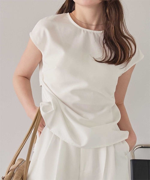 titivate(ティティベイト)の「リネンライクバックリボンフレンチトップス(Tシャツ/カットソー・レディース・サンドベージュ/ホワイト/ライトベージュ/ブラウン系その他・S/M)」の8枚目の写真