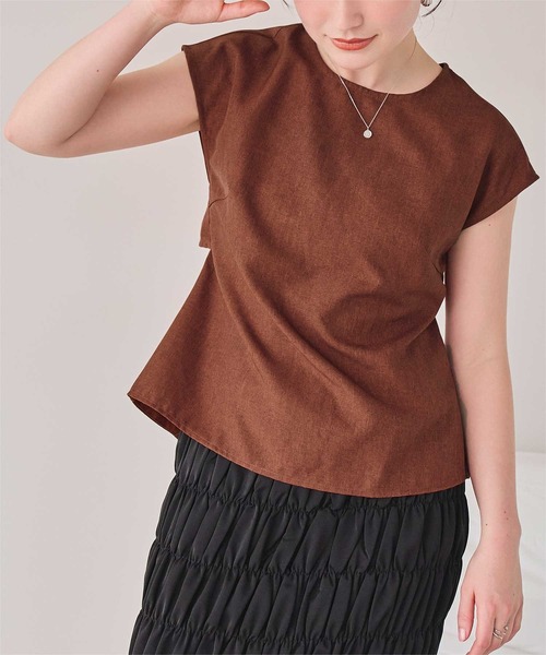 titivate(ティティベイト)の「リネンライクバックリボンフレンチトップス(Tシャツ/カットソー・レディース・サンドベージュ/ホワイト/ライトベージュ/ブラウン系その他・S/M)」の15枚目の写真