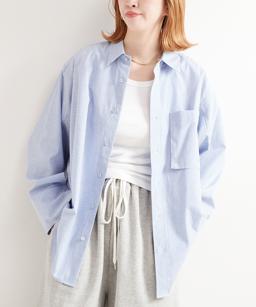 Simplicite（サンプリシテ）の「ポプリンワイドスリーブメッセージシャツ（シャツ/ブラウス・レディース・スカイブルー/ピンク/ホワイト・FREE）」の3枚目の写真