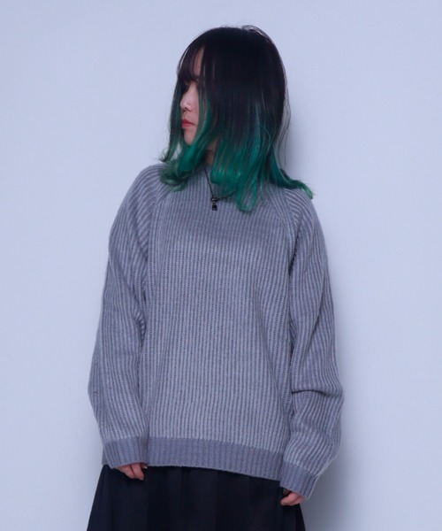 Bling Leads（ブリングリーズ）の「Z)【BLINGLEADS】724802 モヘアタッチクルーネック ニットセーター（ニット/セーター・メンズ・アイボリー/オリーブ/ブラック/グレー/オレンジ・MEDIUM/LARGE/X-LARGE）」の3枚目の写真
