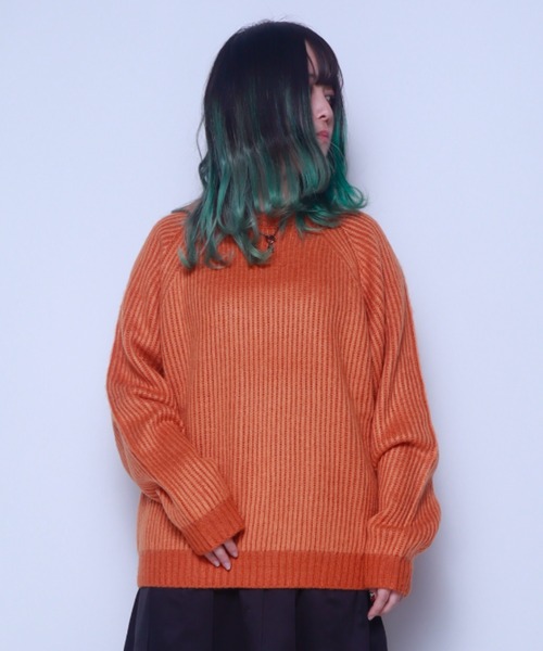 Bling Leads（ブリングリーズ）の「Z)【BLINGLEADS】724802 モヘアタッチクルーネック ニットセーター（ニット/セーター・メンズ・アイボリー/オリーブ/ブラック/グレー/オレンジ・MEDIUM/LARGE/X-LARGE）」の5枚目の写真
