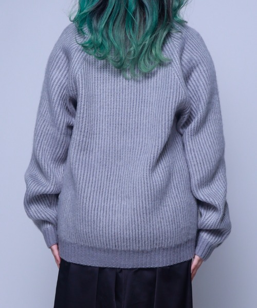 Bling Leads（ブリングリーズ）の「Z)【BLINGLEADS】724802 モヘアタッチクルーネック ニットセーター（ニット/セーター・メンズ・アイボリー/オリーブ/ブラック/グレー/オレンジ・MEDIUM/LARGE/X-LARGE）」の22枚目の写真
