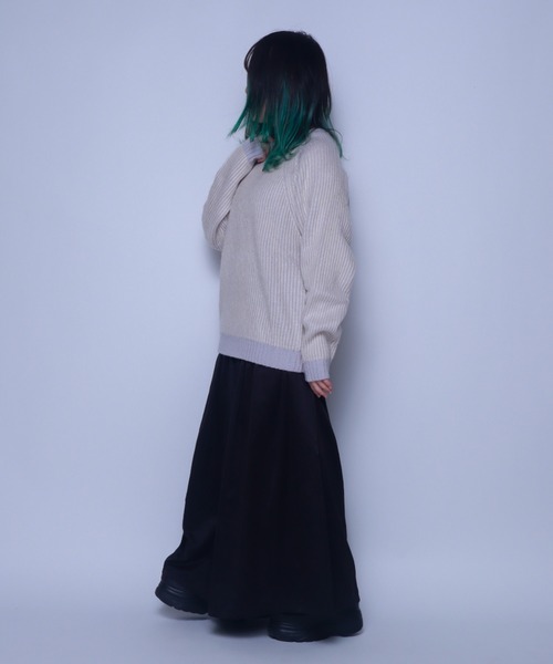Bling Leads（ブリングリーズ）の「Z)【BLINGLEADS】724802 モヘアタッチクルーネック ニットセーター（ニット/セーター・メンズ・アイボリー/オリーブ/ブラック/グレー/オレンジ・MEDIUM/LARGE/X-LARGE）」の20枚目の写真