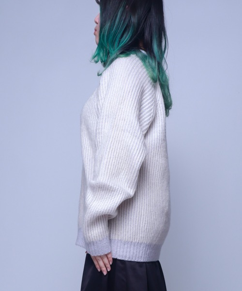 Bling Leads（ブリングリーズ）の「Z)【BLINGLEADS】724802 モヘアタッチクルーネック ニットセーター（ニット/セーター・メンズ・アイボリー/オリーブ/ブラック/グレー/オレンジ・MEDIUM/LARGE/X-LARGE）」の16枚目の写真