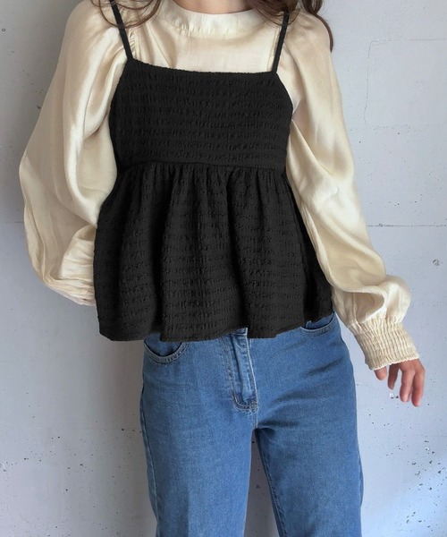 LAUIR(ラウアー)の「カットジャガードペプラムキャミビスチェ(キャミソール・レディース・アイボリー/チャコール/ブラック・LARGE/MEDIUM/X-LARGE)」の9枚目の写真