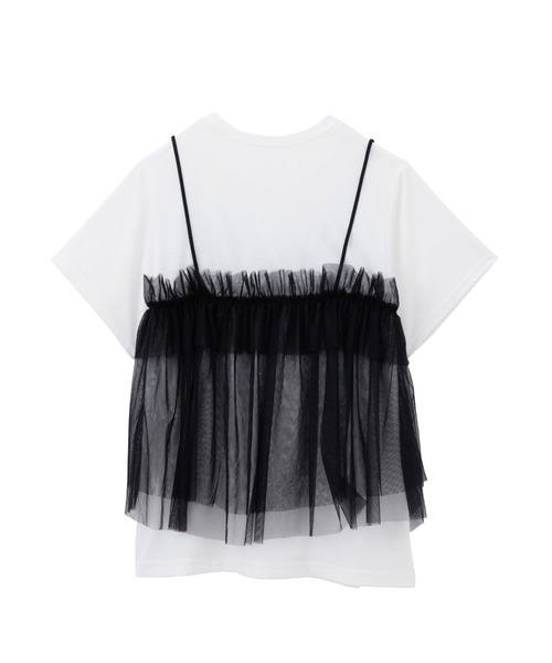 RANAN（ラナン）の「チュールビスチェドッキングＴシャツ（Tシャツ/カットソー・レディース・ホワイト×ブラック/ホワイト×グレー/チャコールグレー×ブラック/ブラック・LL/L/M）」の9枚目の写真