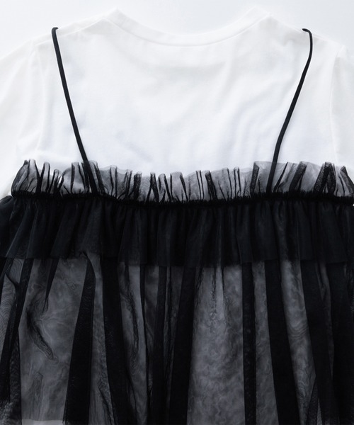 RANAN（ラナン）の「チュールビスチェドッキングＴシャツ（Tシャツ/カットソー・レディース・ホワイト×ブラック/ホワイト×グレー/チャコールグレー×ブラック/ブラック・LL/L/M）」の10枚目の写真