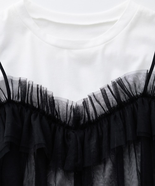 RANAN（ラナン）の「チュールビスチェドッキングＴシャツ（Tシャツ/カットソー・レディース・ホワイト×ブラック/ホワイト×グレー/チャコールグレー×ブラック/ブラック・LL/L/M）」の11枚目の写真