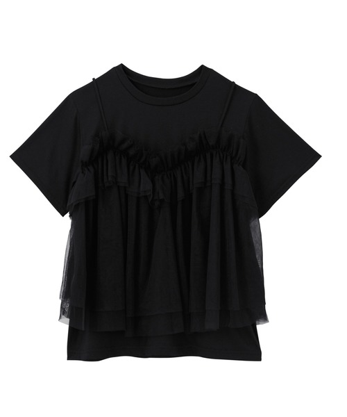 RANAN（ラナン）の「チュールビスチェドッキングＴシャツ（Tシャツ/カットソー・レディース・ホワイト×ブラック/ホワイト×グレー/チャコールグレー×ブラック/ブラック・LL/L/M）」の7枚目の写真