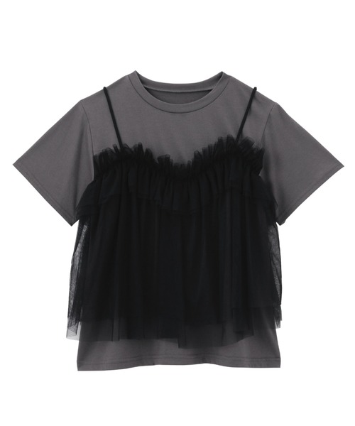 RANAN（ラナン）の「チュールビスチェドッキングＴシャツ（Tシャツ/カットソー・レディース・ホワイト×ブラック/ホワイト×グレー/チャコールグレー×ブラック/ブラック・LL/L/M）」の8枚目の写真