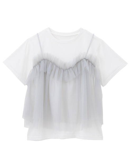 RANAN（ラナン）の「チュールビスチェドッキングＴシャツ（Tシャツ/カットソー・レディース・ホワイト×ブラック/ホワイト×グレー/チャコールグレー×ブラック/ブラック・LL/L/M）」の6枚目の写真