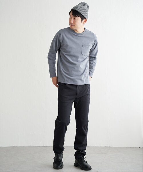 ikka（イッカ）の「ライトダンボールＷフェイスロンＴ（Tシャツ/カットソー・メンズ・ホワイト/ライトグレー/チャコールグレー/エメラルドブルー・S/M/L/XL）」の15枚目の写真