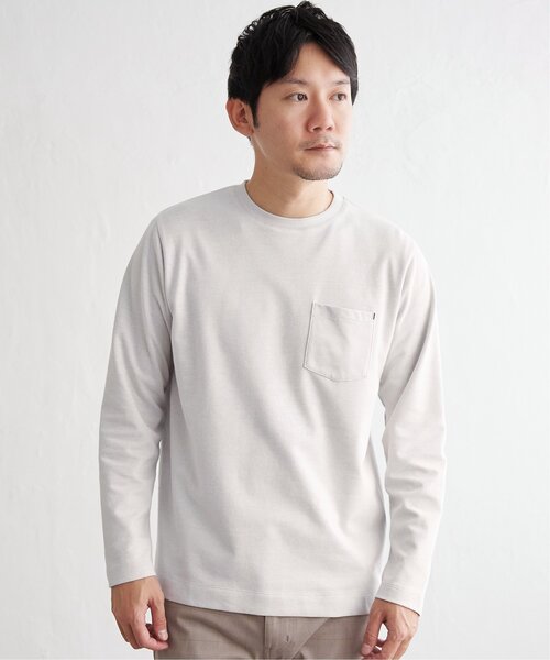 ikka（イッカ）の「ライトダンボールＷフェイスロンＴ（Tシャツ/カットソー・メンズ・ホワイト/ライトグレー/チャコールグレー/エメラルドブルー・S/M/L/XL）」の19枚目の写真