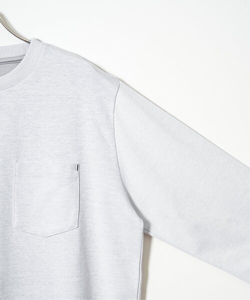 ikka（イッカ）の「ライトダンボールＷフェイスロンＴ（Tシャツ/カットソー・メンズ・ホワイト/ライトグレー/チャコールグレー/エメラルドブルー・S/M/L/XL）」の21枚目の写真