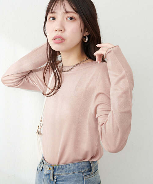 natural couture(ナチュラルクチュール)の「ラメシアーシンプルロンT(Tシャツ/カットソー・レディース・ピンクベージュ/シルバー/ブラウン・FREE)」の21枚目の写真