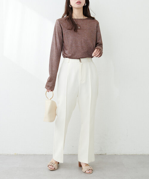 natural couture(ナチュラルクチュール)の「ラメシアーシンプルロンT(Tシャツ/カットソー・レディース・ピンクベージュ/シルバー/ブラウン・FREE)」の14枚目の写真