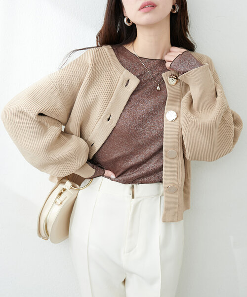 natural couture(ナチュラルクチュール)の「ラメシアーシンプルロンT(Tシャツ/カットソー・レディース・ピンクベージュ/シルバー/ブラウン・FREE)」の12枚目の写真