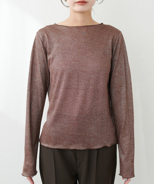 natural couture(ナチュラルクチュール)の「ラメシアーシンプルロンT(Tシャツ/カットソー・レディース・ピンクベージュ/シルバー/ブラウン・FREE)」の10枚目の写真