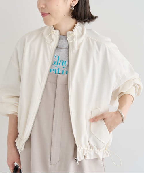 Green　Parks（グリーンパークス）の「撥水加工　スタンドドロストブルゾン（ブルゾン・レディース・アイボリー/カーキ/イエロー・FREE）」の2枚目の写真