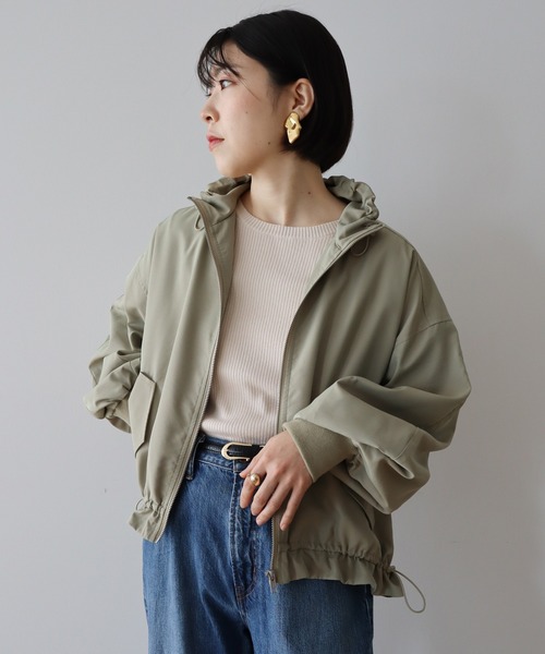 Green　Parks（グリーンパークス）の「撥水加工　スタンドドロストブルゾン（ブルゾン・レディース・アイボリー/カーキ/イエロー・FREE）」の4枚目の写真