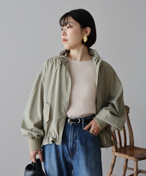 Green　Parks（グリーンパークス）の「撥水加工　スタンドドロストブルゾン（ブルゾン・レディース・アイボリー/カーキ/イエロー・FREE）」の5枚目の写真
