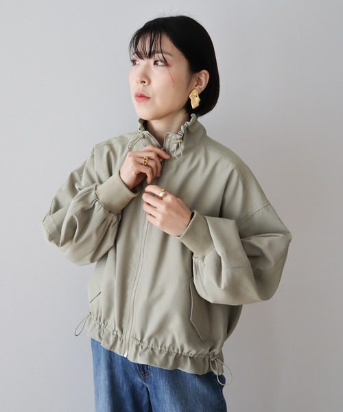 Green　Parks（グリーンパークス）の「撥水加工　スタンドドロストブルゾン（ブルゾン・レディース・アイボリー/カーキ/イエロー・FREE）」の6枚目の写真