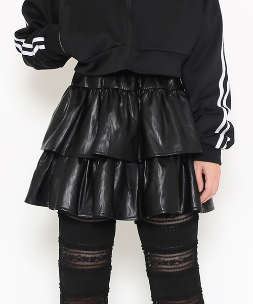 PUNYUS(プニュズ)の「合皮ティアードミニスカート(スカート・レディース・ブラウン/ブラック・1/2/3/4)」の5枚目の写真